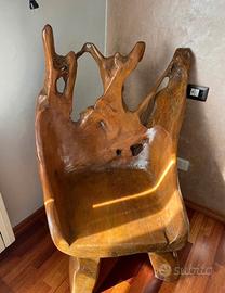 Sedia Scultorea Legno Taek