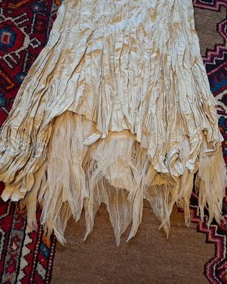 Gonna 100% pura seta e tulle color bianco latte