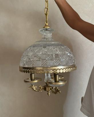 Lampadario anni 90 cristallo rcr vintage