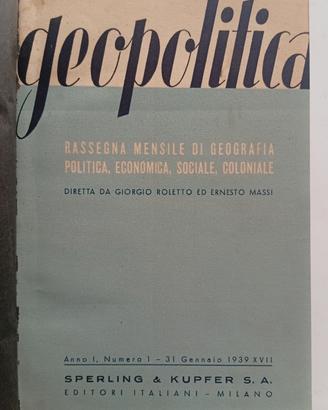 Riviste Ventennio Annata Completa 1939 Geopolitica