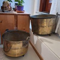 Coppia paioli antichi ottone e rame