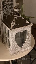 Lanterna metallo legno cuore