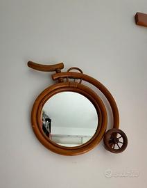Specchio biciclo in rattan e bambù Francia anni 60