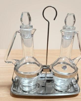Oliera Acetiera Vintage Mepra Acciaio e Vetro