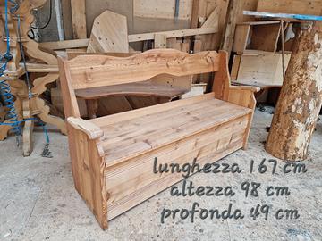 panca da esterno in larice con ribalta