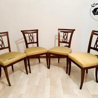 4 sedie antiche in noce tappezzeria oro