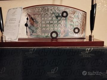 set scrivania legno/argento nuovo