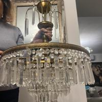 Lampadario vintage Sciolari in ottone e cristalli
