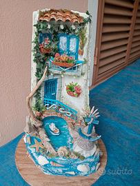 tegola antica decorata a mano 