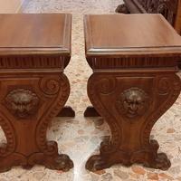 Coppia di panche noce massello con intarsi