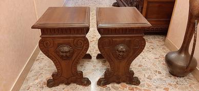 Coppia di panche noce massello con intarsi