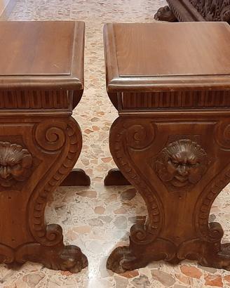 Coppia di panche noce massello con intarsi
