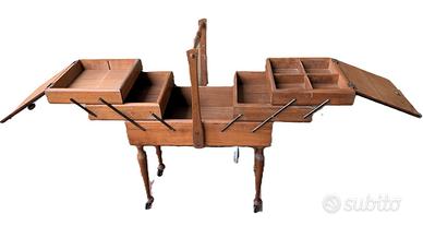 Mobiletto porta-cucito vintage in legno