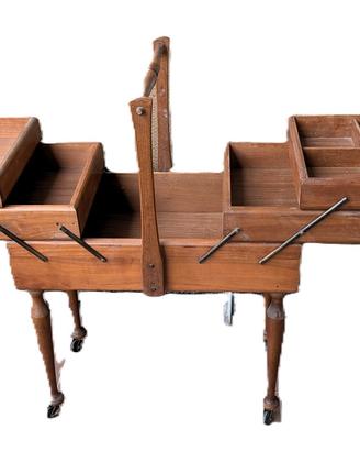 Mobiletto porta-cucito vintage in legno