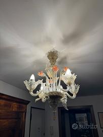Lampadario in vetro di Murano autentico