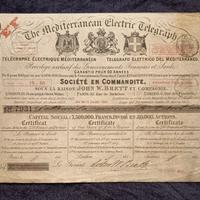 Certificato azionario storico del Mediterranean El