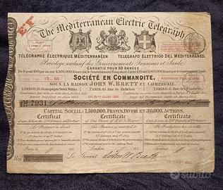 Certificato azionario storico del Mediterranean El