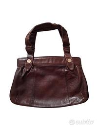 Borsa Marrone a Spalla Mano Pelle Vintage Anni 80