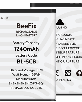 Batteria BL-5CB 1240mAh Potenziata per Nokia 105,
