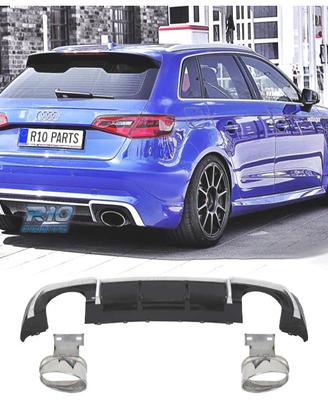 DIFFUSORE AUDI A3 8V 16-20 LOOK RS3 + TERMINALI DI