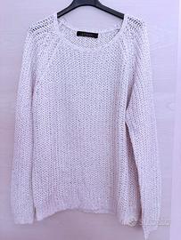 Maglione bianco traforato con paillettes L