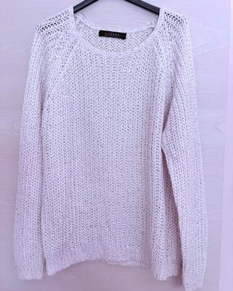 Maglione bianco traforato con paillettes L