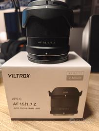 obiettivo viltrox af 15 1.7 nikon Z apsc
