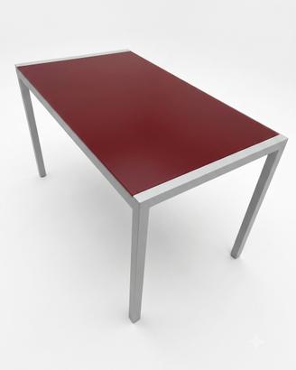 tavolo scrivania in vetro rosso