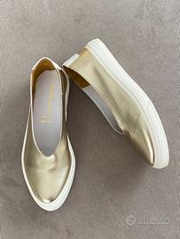 Ballerina sportiva vera pelle platino 37