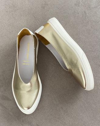 Ballerina sportiva vera pelle platino 37