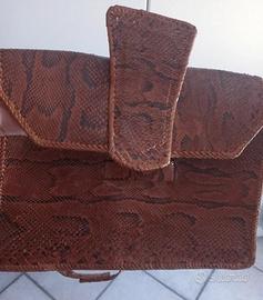 Borsa vintage anni '70 in pelle di coccodrillo