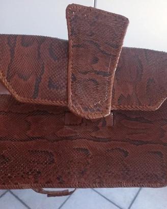 Borsa vintage anni '70 in pelle di coccodrillo