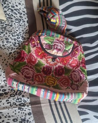 Borsa a tracolla in tessuto messicano