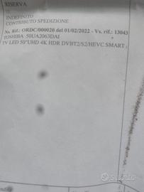 Televisore Toshiba 50" mai sconfezionata