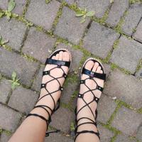 Sandali platform con lacci 