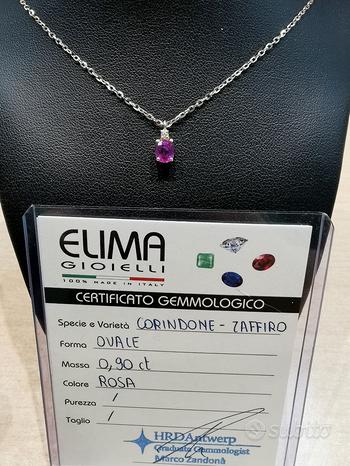 Collana in oro con Zaffiro rosa e diamante