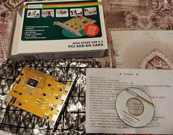 Scheda PCI Espansione USB 2.0 4 porte+1 480 Mbps