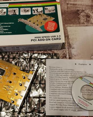 Scheda PCI Espansione USB 2.0 4 porte+1 480 Mbps