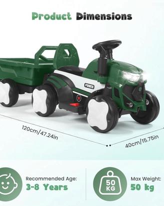 Trattore elettrico per bambini 3-8 anni