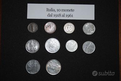 Lotto di 10 monete d'Italia 1918/1961
