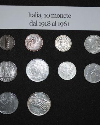 Lotto di 10 monete d'Italia 1918/1961