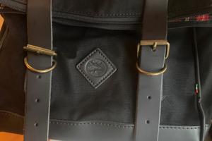 Borsa laterale moto in tessuto e cuoio