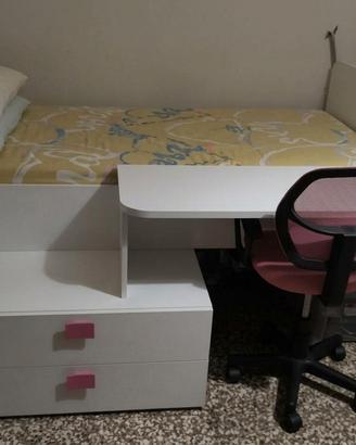 Letto Singolo con scrivania salvaspazio 