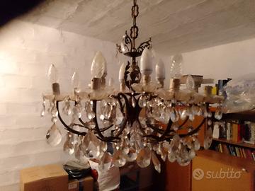 lampadario vintage gocce di cristallo
