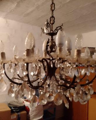 lampadario vintage gocce di cristallo