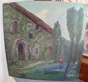 Dipinto olio su tavola, pittore A. PLEBANI