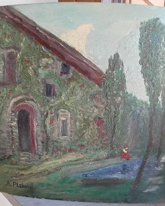 Dipinto olio su tavola, pittore A. PLEBANI