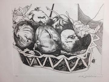 Incisione firmata e datata 1973 - natura morta 