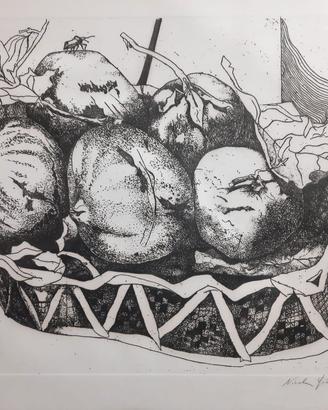 Incisione firmata e datata 1973 - natura morta 