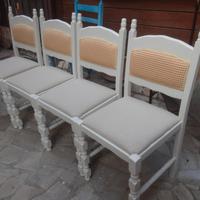 quattro sedie in legno massello shabby chic 